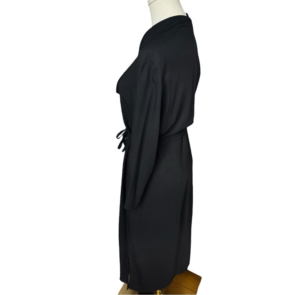 M.M. LaFleur ✘ Suzanne Trench Light Wrap Tie Collared Shirt Dress, Black, M - Picture 8 of 16
